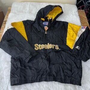 Starter Pittsburgh Steelers NFL Pullover Anorak Jacket Hooded Men XL vintage‎